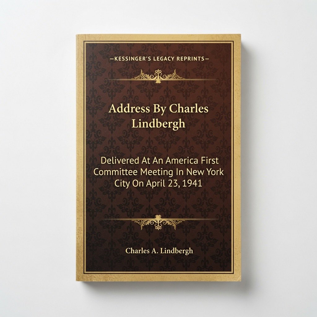 Address By Charles Lindbergh: Delivered At An America First Committee Meeting In New York City On April 23, 1941 - Paperback
