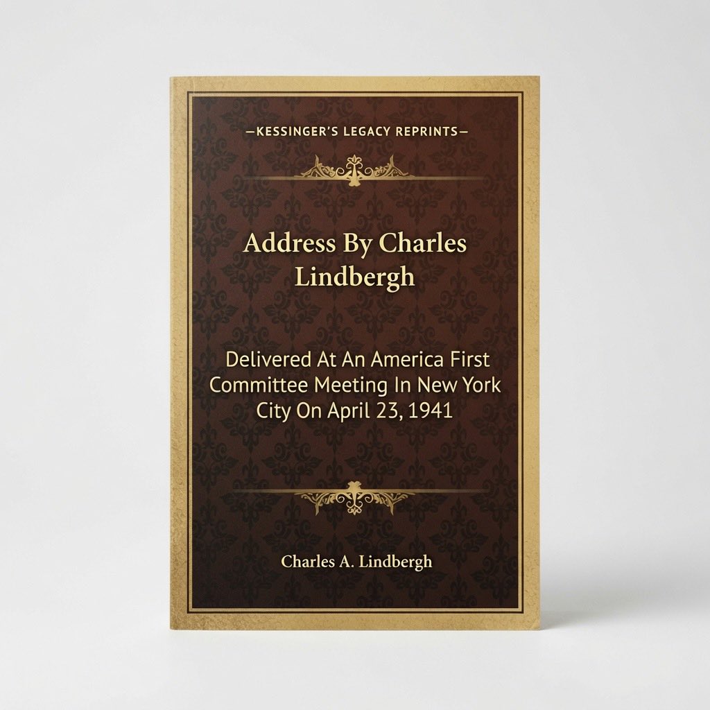 Address By Charles Lindbergh: Delivered At An America First Committee Meeting In New York City On April 23, 1941 - Paperback
