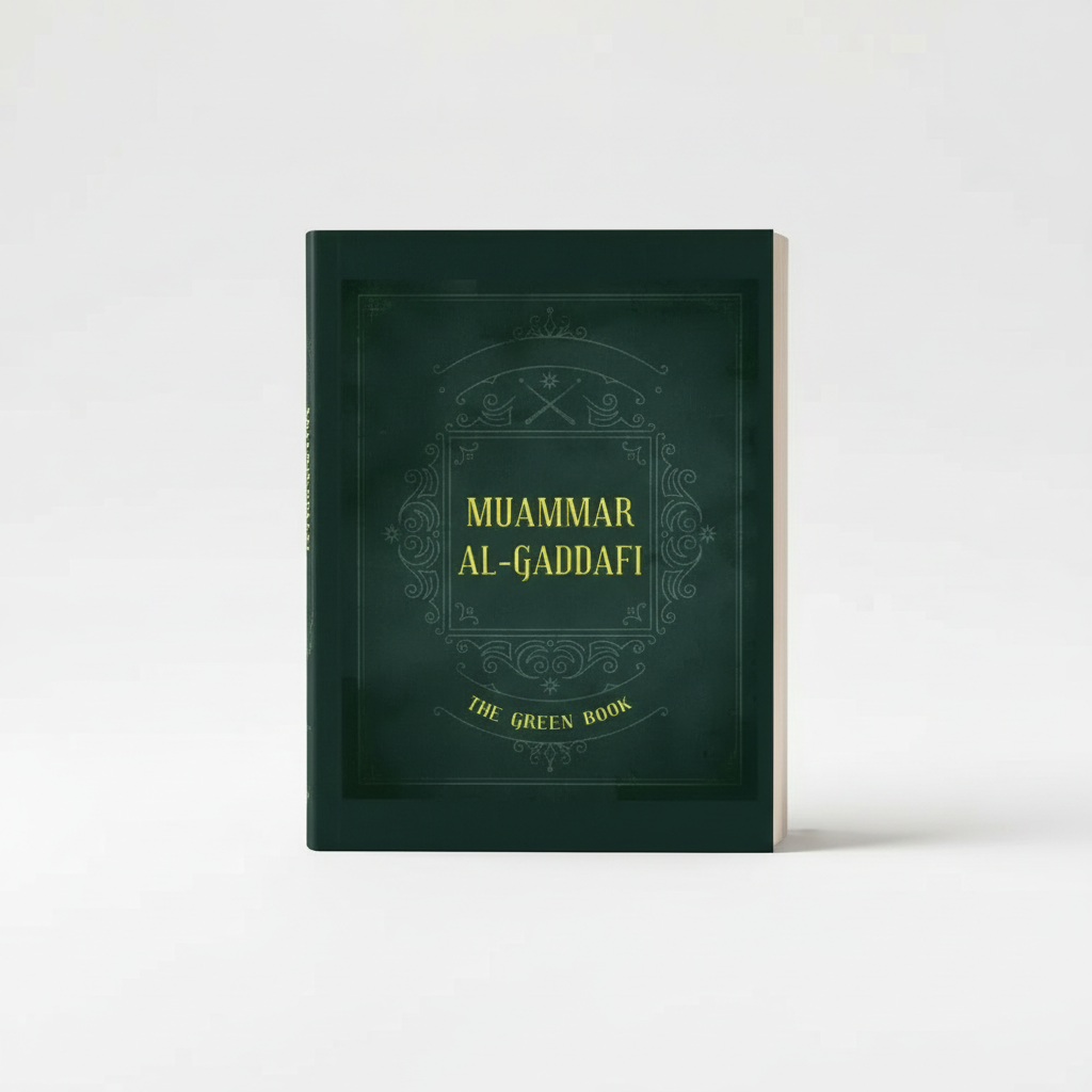 Gaddafi Green Book standing